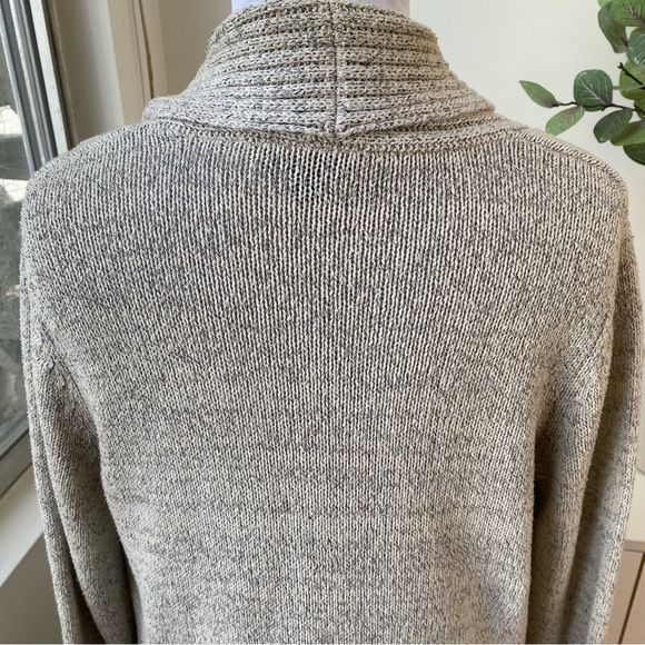 FORTUNE + IVY Longline Buckle Cardigan/ Coatigan in Heathered Oatmeal, Size S - Picture 8 of 9